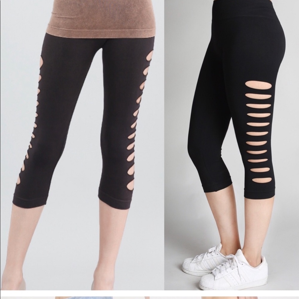 Vintage side cut-out crop leggings☀️